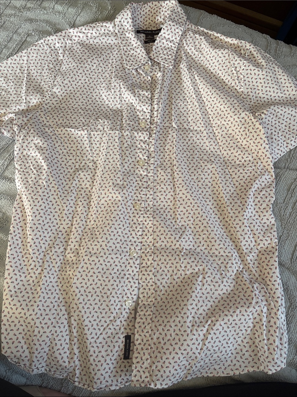 Michael Kors White Shirt with Pink Micro Floral Print